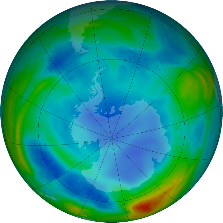 Antarctic ozone map for 14 July 2000